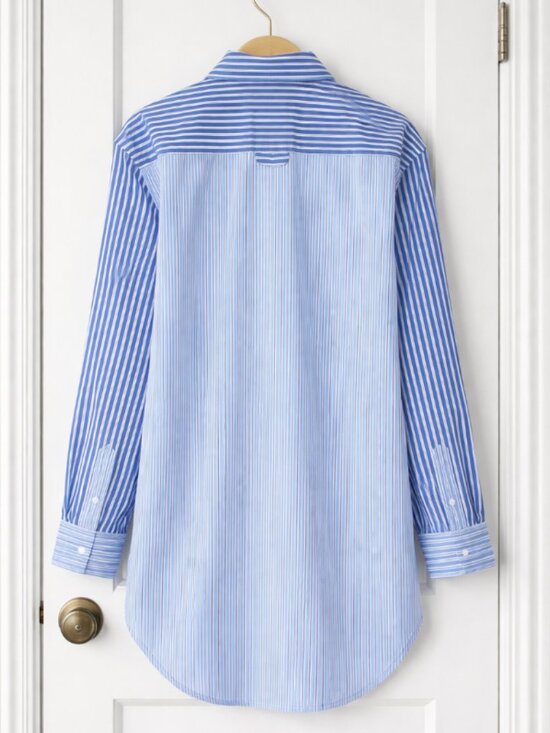 Solid & Striped Oxford Tunic Blue Stripe Button Down Cover Up Medium NWOT - Picture 4 of 5